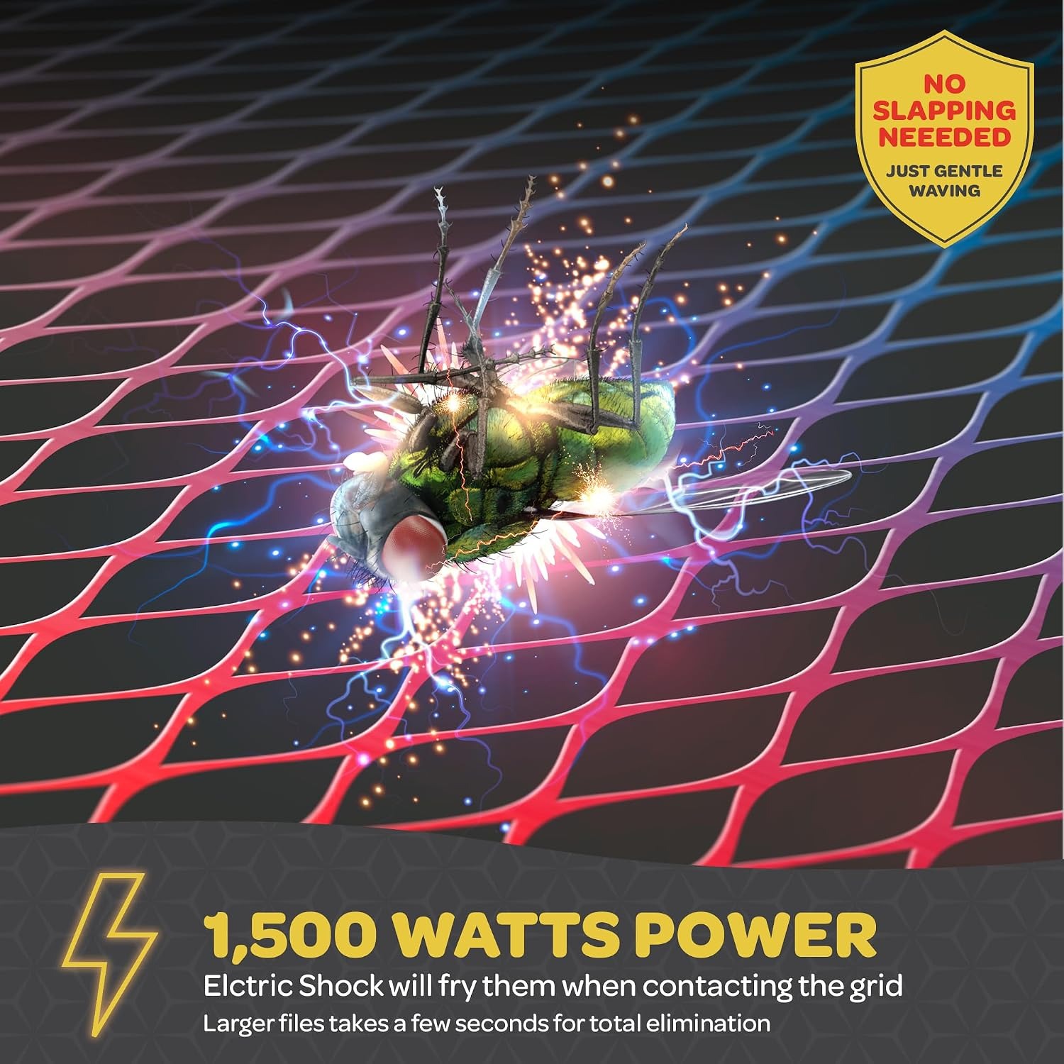Electric Fly Swatter 2 Pack, 1500V Bug Zapper Racket: image 3