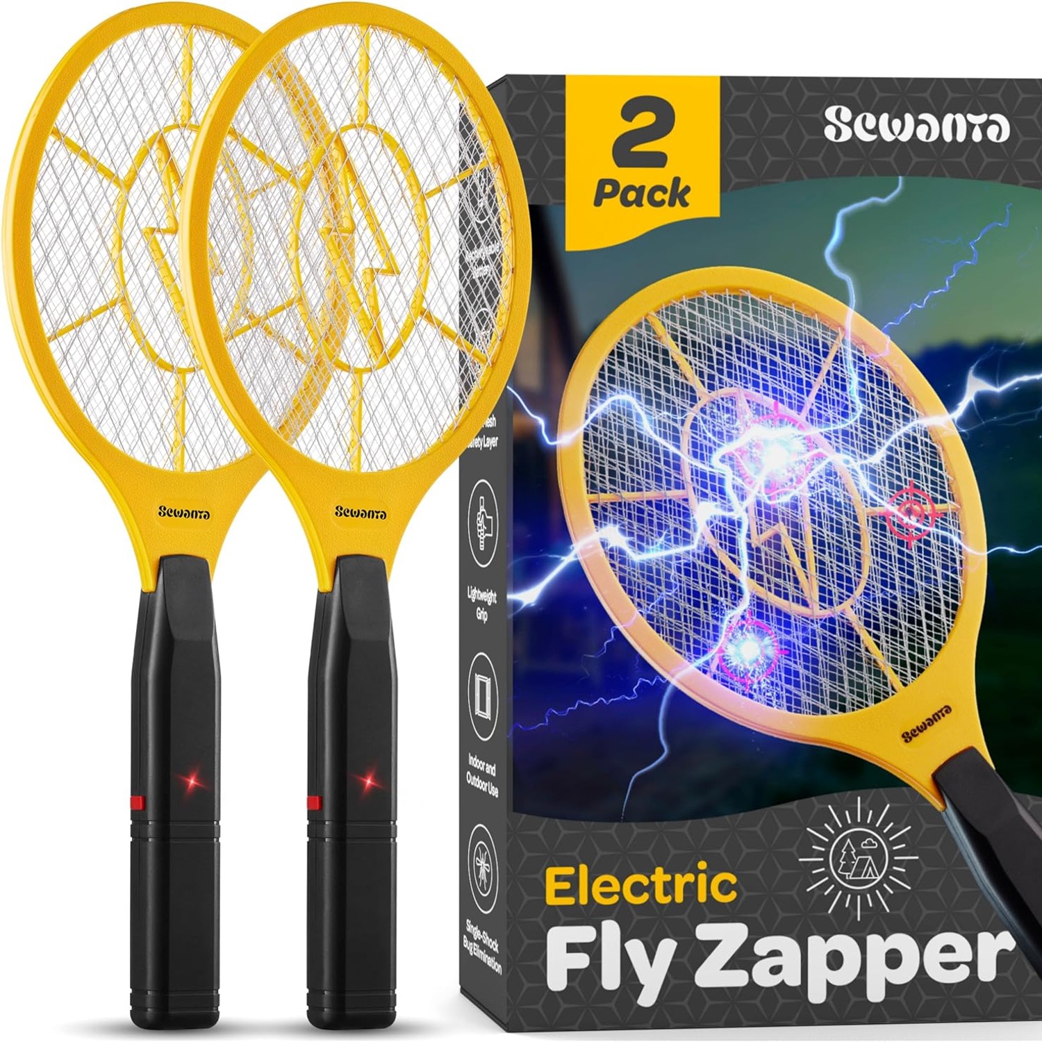 Electric Fly Swatter 2 Pack, 1500V Bug Zapper Racket: image 10