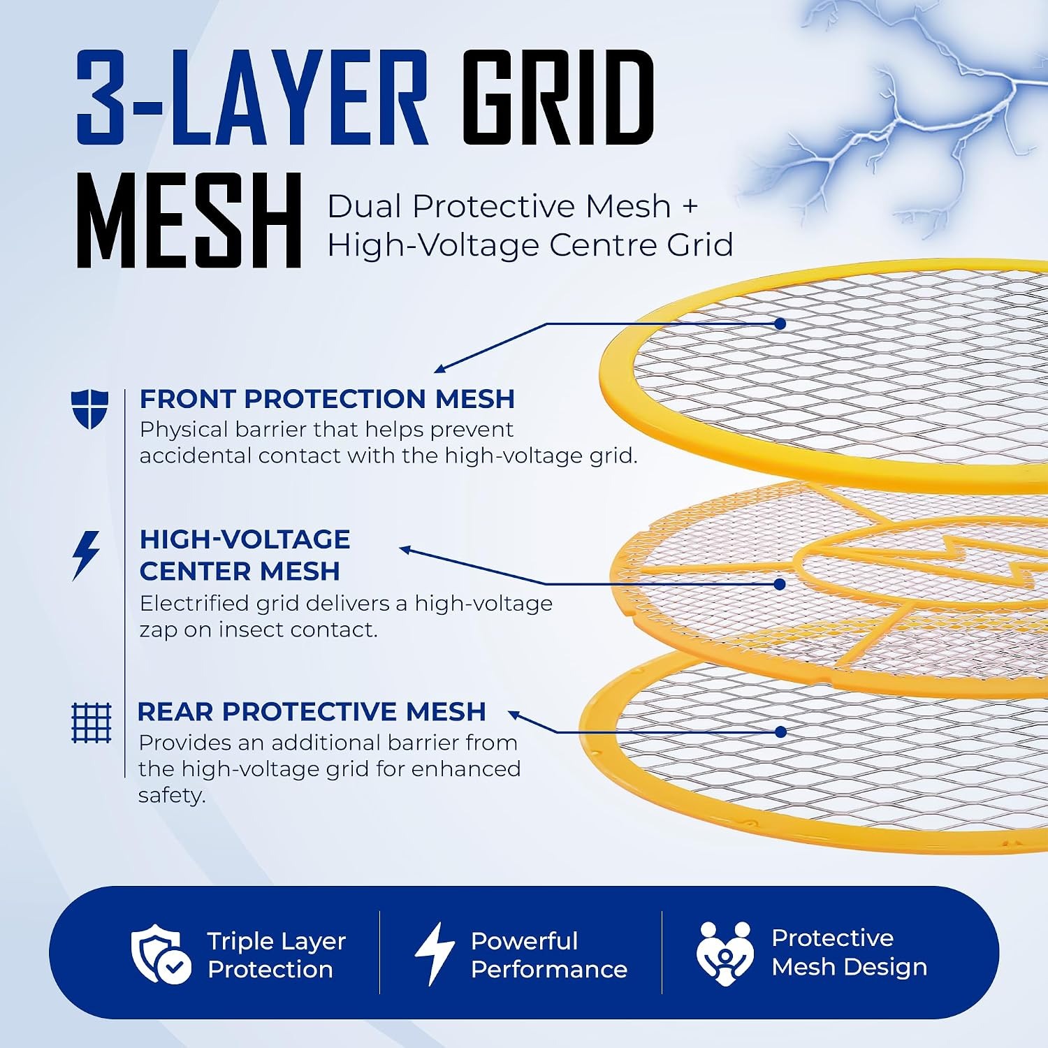 DEVOGUE Electric Fly Swatter Bug Zapper Racket: image 3