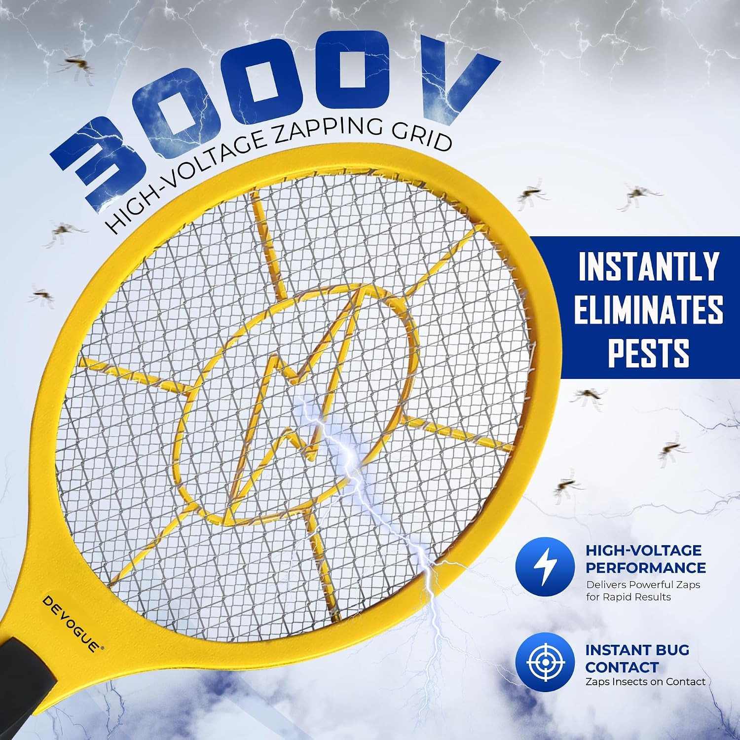 DEVOGUE Electric Fly Swatter Bug Zapper Racket: image 4