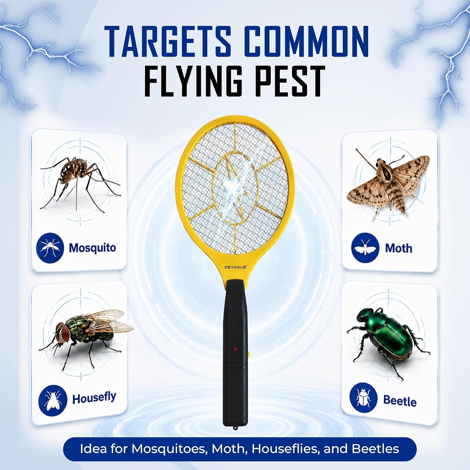 DEVOGUE Electric Fly Swatter Bug Zapper Racket: image 5