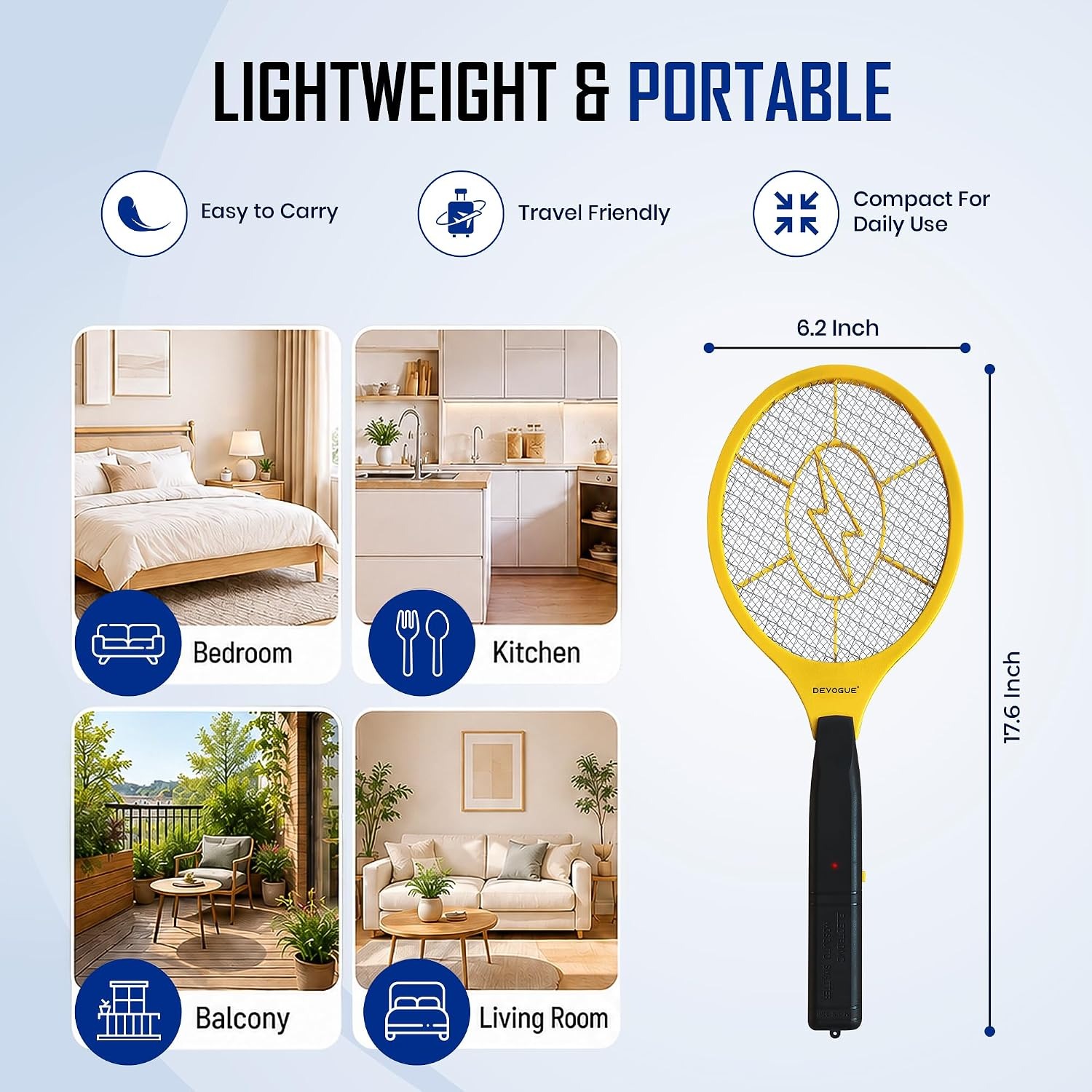 DEVOGUE Electric Fly Swatter Bug Zapper Racket: image 8
