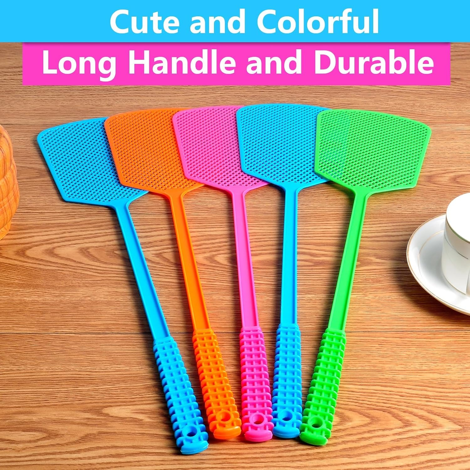 Heavy Duty Plastic Fly Swatter 5 Pack: image 2