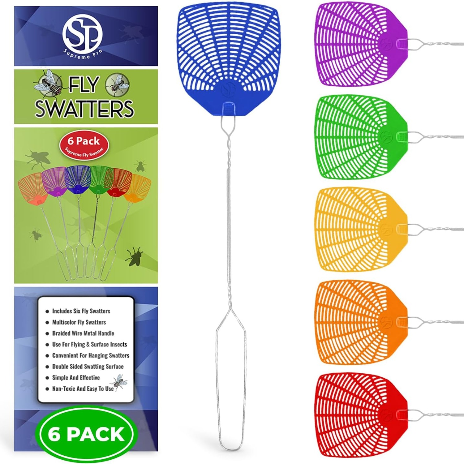 Metal Handle Fly Swatter 6 Pack: image 3