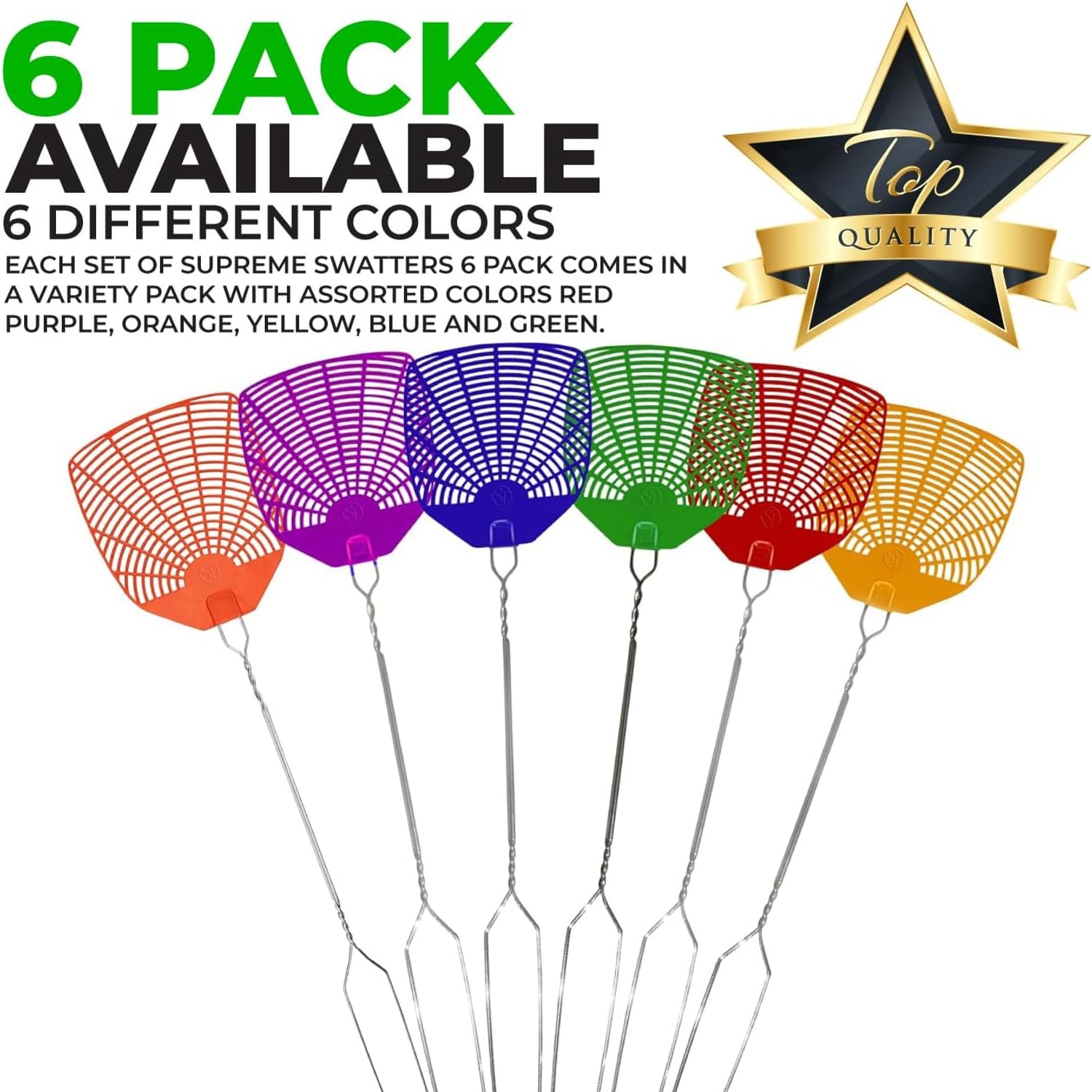 Metal Handle Fly Swatter 6 Pack: image 4