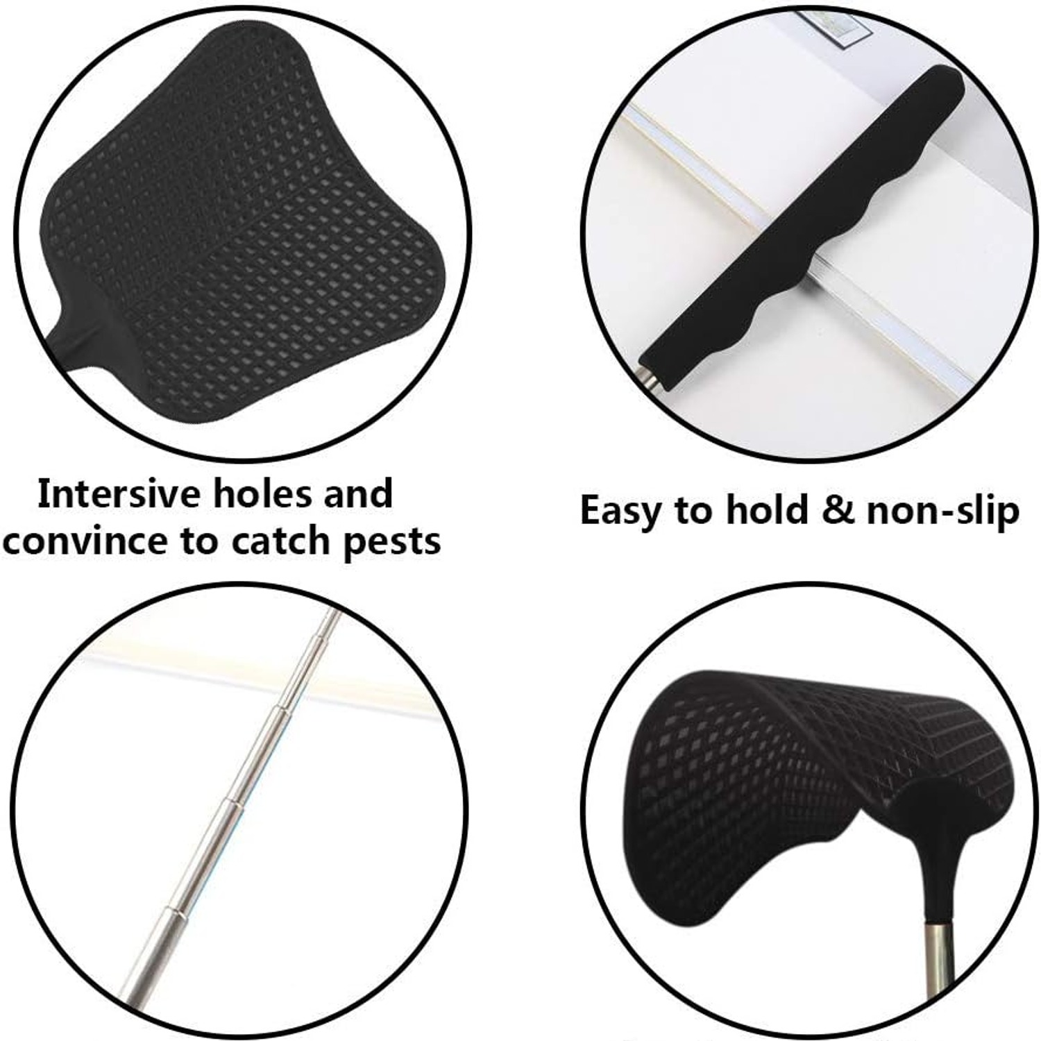 Telescopic Fly Swatter 2 Pack with Extendable Steel Handle: image 3