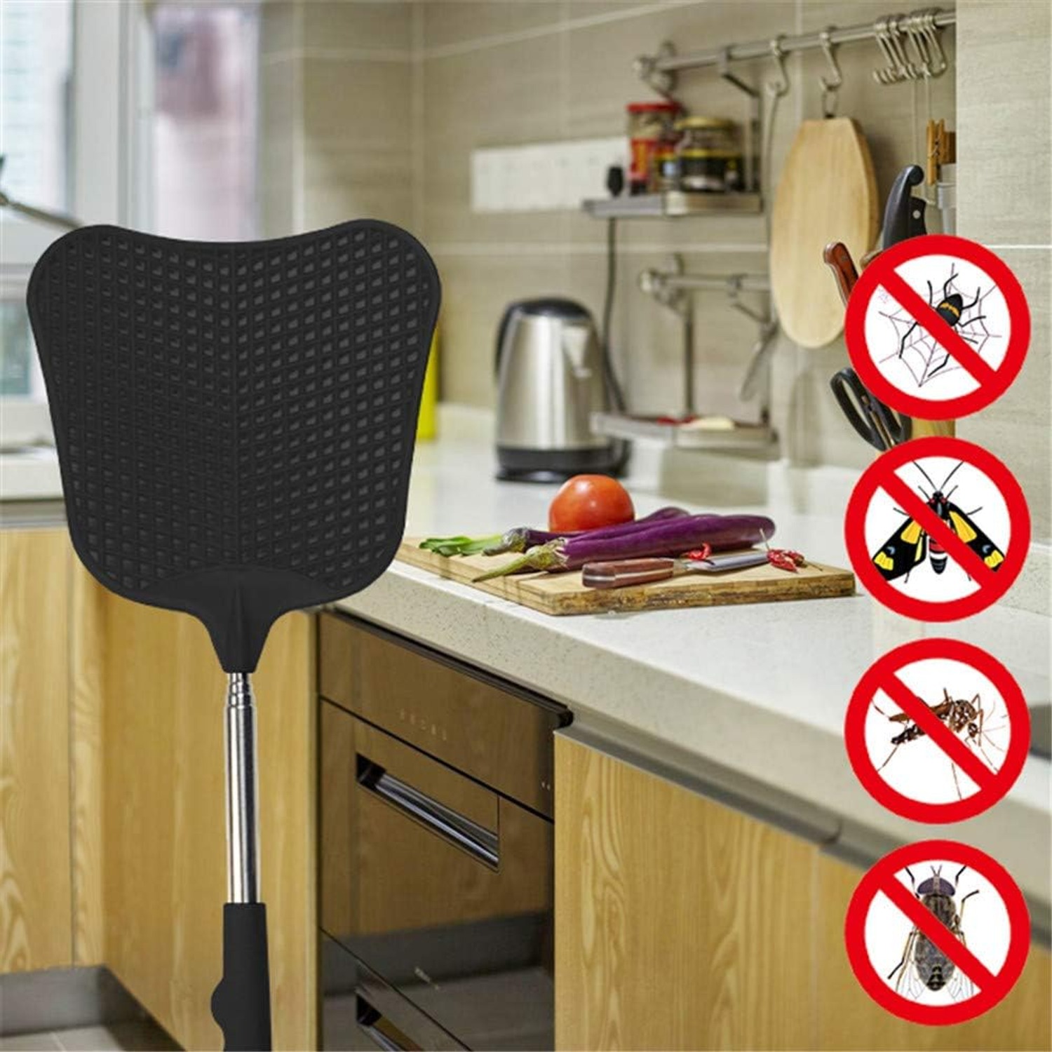 Telescopic Fly Swatter 2 Pack with Extendable Steel Handle: image 6